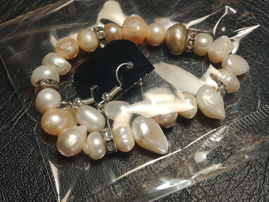 Aretes pulseras conjuntos con piedras semipreciosas.cuarzos.perlas de cultivo auténticas - Img main-image