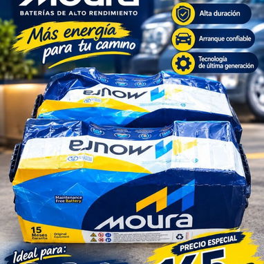 180 y 150 amp moura la mejor marca baterías 12vol serviciadas ideal para carros ,camiones - 2/2