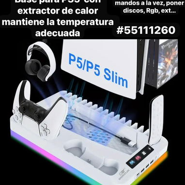 Bases de enfriamiento para PS5 carga mados discos Rgb ext… - Img 120821384