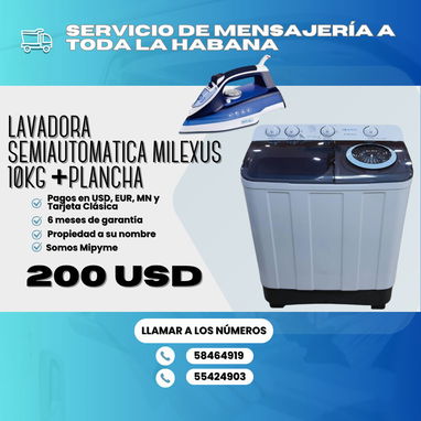 🧼 LAVADORAS SEMIAUTOMÁTICAS MILEXUS + PLANCHA DE ROPA 🔴10 KG 💲200 USD 🔴9 KG 💲190 USD - Img 117470287