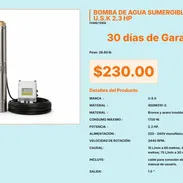 Bomba U.S.K 2.3HP Sumergible Rotación 3440RPM, Bomba Sumergible 2.3HP 60Hz Bronce Manual Usuario VPT#-0490 - Img 55553786