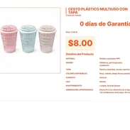 Cesto plástico multiuso con tapa con estructura cilíndrica de lujo VPT#-0084 - Img 55559899