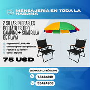2 SILLA PLEGABLE PORTÁTIL TIPO CAMPING NEGRAS+SOMBRILLA DE PLAYA - Img 56545944