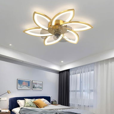 LÁMPARA DE FLOR DORADA CON VENTILADOR - 2/8