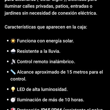 LÁMPARA SOLAR NUEVA EN CAJA CON PANEL PARA EXTERIORES PARA ILUMINAR PATIOS, ENTRADAS, CALLES PRIVADAS SIN NECESIDAD - Img 122924393