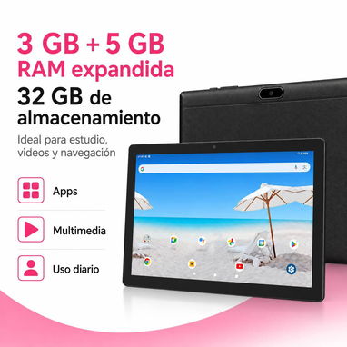 Tablet Android 10.1" 32GB 3GB + 5GB RAM – Negro – - 3/5