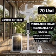 VENTILADOR SOLAR RECARGABLE 16" STAVEL, Garantía de 1 mes, entrega por un mínimo costo adicional para toda La Habana - Img 55299235