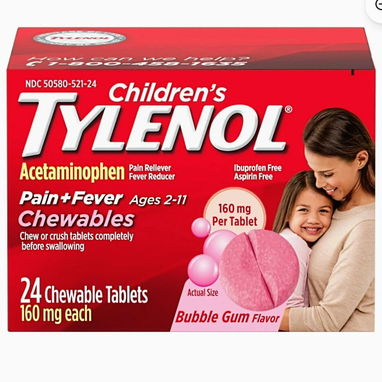 Tylenol(Acetaminofén ó Paracetamol) en tabletas masticables para niños de 2 a 11 años pomo con 24 unidades 20 USD - Img 119040870