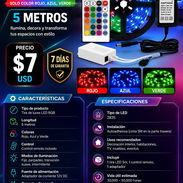 TIRA DE LUCES RGB (SOLO COLOR ROJO,AZUL,VERDE) 5M, NUEVO EN SU EMPAQUE CON ENTREGA DE FACTURA PARA SU GARANTÍA - Img 57777662