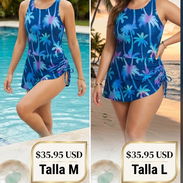 🏖TRUSA ESTILO VESTIDO_ TALLAS M Y L_TONO AZUL CON ESTAMPADO DE PALMERASPuede realizar el pago en USD, moneda nacional y - Img 56094157