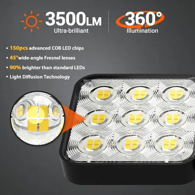 Luces Solares LED Exteriores 3500LM con Sensor de Movimiento PIR, 3 Cabezales Ajustables, Impermeables IP para Patio - 3/4