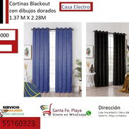 Cortinas Blackout con diseño dibujos dorados Dimensión : 1.37 M X 2.28 cm - Img 56378051