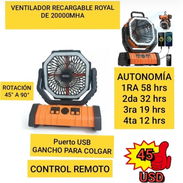 VENTILADOR RECARGABLE PORTÁTIL ROYAL - Img 53439281