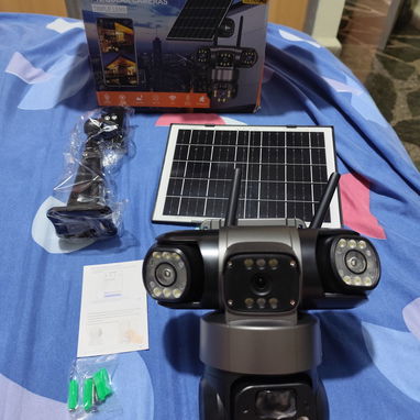Cámara de vigilancia con panel solar. Triple lente 4k, mensajería y configuración disponible. No necesita internet - Img 122511228