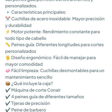 Kit de corte de cabello Conair de 10 piezas para uso en casa - Máquina de pelar 🌐 - 2/2