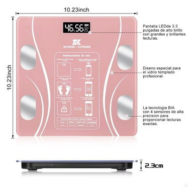 Pesa corporal digital, báscula corporal digital con conexión bluetooth y wifi(rosa o negra)(cable de carga o pila) - Img 96801810