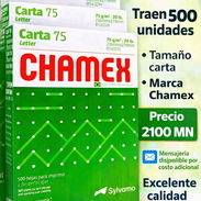 Paquetes de hojas blancas marca Chamex excelente calidad tamaño carta ideal para impresión y trabajos de oficina - Img 57961793