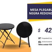 Mesa plegable negra redonda - Img 56363066