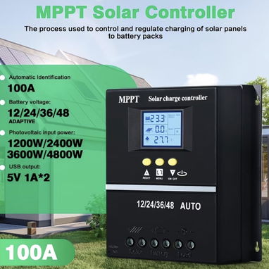Controladores de carga solar MPPT de 100A con pantalla LCD, utilizado para baterías de 12V/ 24/36/48 - Img 121616263