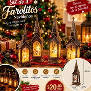 ✨ Kit de 4 farolitos navideños transparentes que alumbran son de pila (incluidas) medidas en la foto 20 USD el kit - Img 58444797