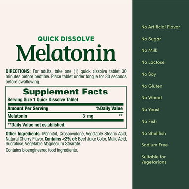 Melatonina 3mg (Nature's Bounty · 240 tabletas para disolver en la boca) - 3/6