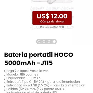 Batería portatíl HOCO 5000mAh -J115. Modelo: J115 Journey - Img 121333542