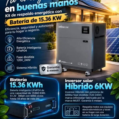 El mejor Kit de Inversor de 6 kW con batería LiFePO4 de 15.36 kwh - 2/3