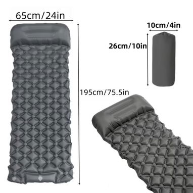 Colchoneta inflable ultraligera para acampar cuenta con un diseño ergonómico de celdas y una almohada integrada - 5/5