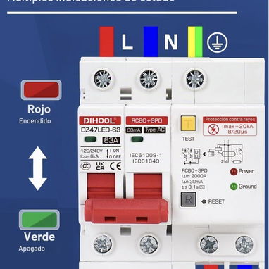 ​DIHOOL Diferencial Inteligente 3 en 1 de 63A - 3/4
