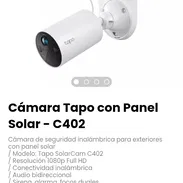 Cámara Tapo con Panel Solar - C402. Cámara de seguridad inalámbrica para exteriores con panel solar - Img 54243048