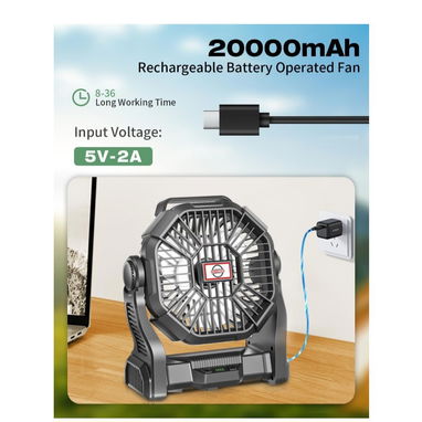 Ventilador recargable portátil negro - 4/7