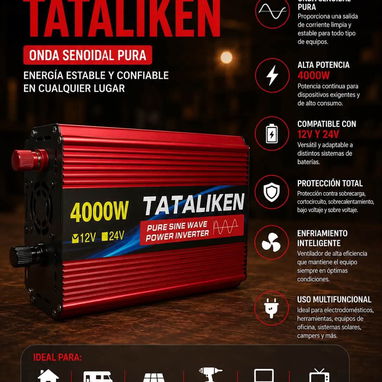 Convertidor Inversor de onda sinusoidal pura 12v - 110v / 4000w.   140 USD - 3/3