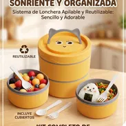 🐱🍱 LONCHERA DE DOBLE NIVEL CON DISEÑO DE GATO – APILABLE, INCLUYE CUBIERTOS – 8 USD - Img 57310122