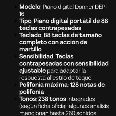 Piano eléctrico Donner Dep-16 - Img 123696724