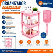 CEPILLO DE CABELLO+ESTANTE ESQUINERO ORGANIZADOR DE 3 NIVELES ROSADO, ENTREGA DE FACTURA, VARIEDAD DE COMBOS - Img 56946892