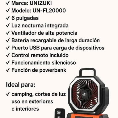 Ventilador recargable, marca Unizuki, $45 USD‼️ - Img 121348969