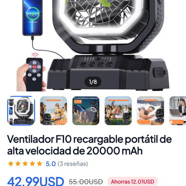 Ventilador f10 recargable - 2/2