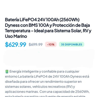 Baterías LiFePO4 Dyness AR1.2 de 12V y 100Ah y Baterías🔋LiFePO4 24V 100Ah - 2/2