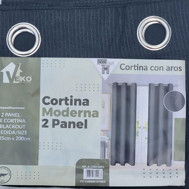 Juegos de cortinas tapasol con diseño color negro - 2/2
