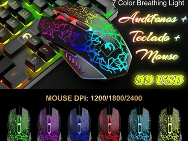 ⭐Audífonos + Teclado + Mouse Gaming Pro Luces Arcoiris⭐ - Img 70667320