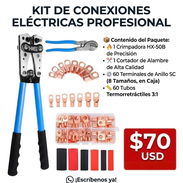 Kit de Crimpadora para Cables de Batería (10-1 AWG) + 60 terminales de Cobre - Img 56009504