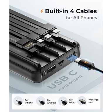đ POWER BANK JOYFAR 30000MAH 22.5W CARGA RĂPIDA CON CABLES INTEGRADOS + PANTALLA LED ENVĂO + GARANTĂA - Img 123432315