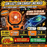 VENTILADOR RECARGABLE CON LUZ LED - MODELO F14 - 20000mAh 🌀 ¡El más potente! Hasta 58 horas de aire sin parar - Img 56491173