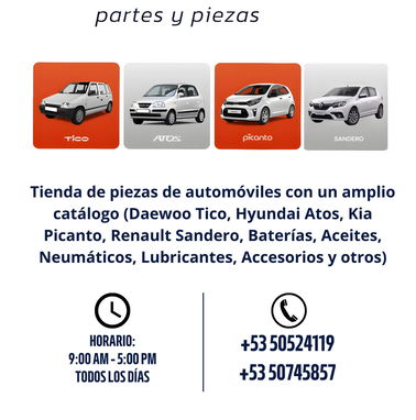 TIENDA DE PARTES Y PIEZAS DE TICO, ATOS, PICANTO, SANDERO, ACEITES, BATERÍAS, NEUMATICOS, LUBRICANTES, OTROS... - Img 91472684