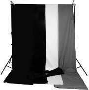 Kit de sistema de fondo Impact para fotografías de estudio con telas (muselinas) de 3x8metros blancas, negras y gris. - Img 46113644