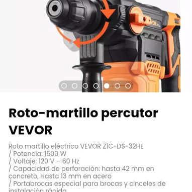 Roto-martillo percutor VEVOR. Voltaje: 120 V – 60 Hz - 5/7