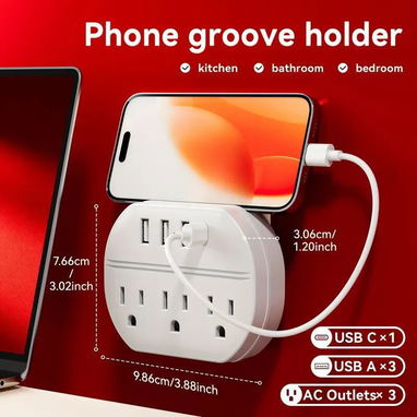 ☎️53544655 🛵 Entrega Disponible ⭐ Regleta de Pared con Puertos USB y Tomas de Corriente⭐ - Img 104739530