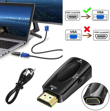 CONVERTIDOR ADAPTADOR DE HDMI A VGA CON SALIDA AUDIO 3.5MM - Img 82726886