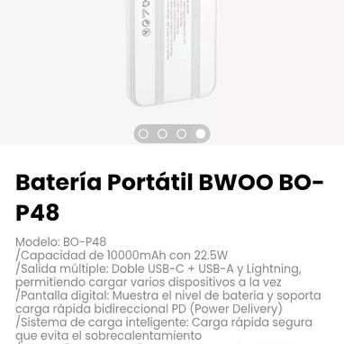 Batería Portátil BWOO BO-P48. Modelo: BO-P48 - Img 121332094