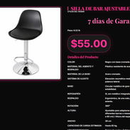 Banqueta alta 50-80cm reposapiés integrado y aro, Taburete bar 360° giro 50-80cm para espacios modernos . - Img 57354533